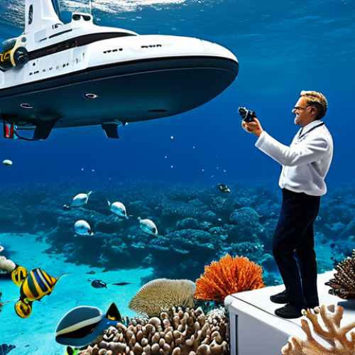 Home 20 Futuristic Ocean Exploration**
"A diverse team of scientists in fully clothed, professional attire, aboard a research vessel equipped with advanced robotic submarines and drones, exploring a vibrant coral reef. The scene depicts a sustainable approach to oceanography with crystal-clear waters, diverse marine life, and renewable energy sources visible in the background. Safe for work, appropriate content, family-friendly, perfect anatomy, natural proportions, high quality."
**