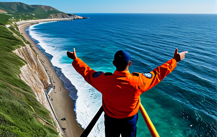 해양 보안 기술 - "Advanced CCTV camera system monitoring a busy shipping port, fully clothed workers in safety vests,... 해양 보안 기술 - "Advanced CCTV camera system monitoring a busy shipping port, fully clothed workers in safety vests,...