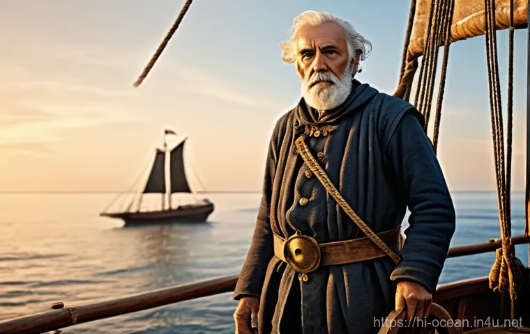 해양 물리 탐사 기술 - **Prompt 1: The Dawn of Ocean Exploration**
    A highly detailed, photorealistic image of an ancien...