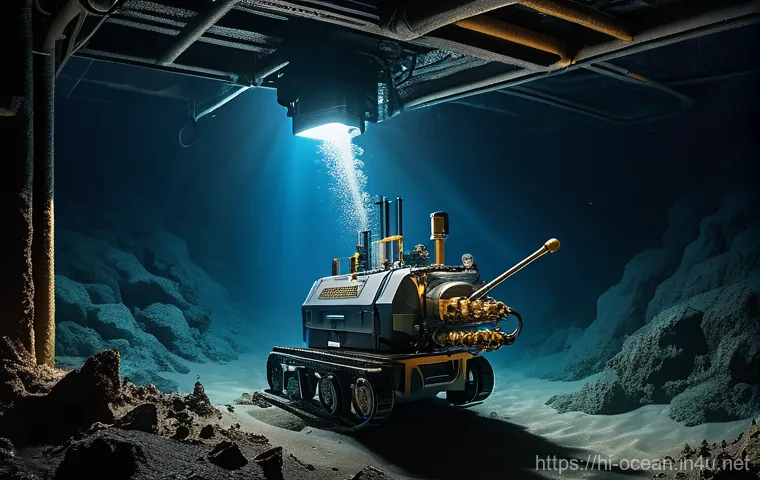 심해 광물 자원 - **"Future's Glimmering Harvest"**
    A breathtaking, wide-angle shot of a futuristic deep-sea explo...